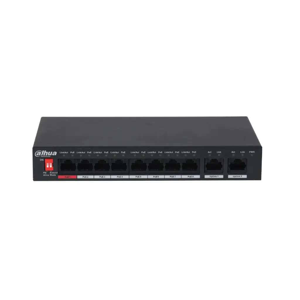 DAHUA POE SWITCHING 8+2 PORT (10/100MB POE)(10/100MB Uplink)(Unmanaged)(96W) รุ่น DH-PFS3010-8ET-96