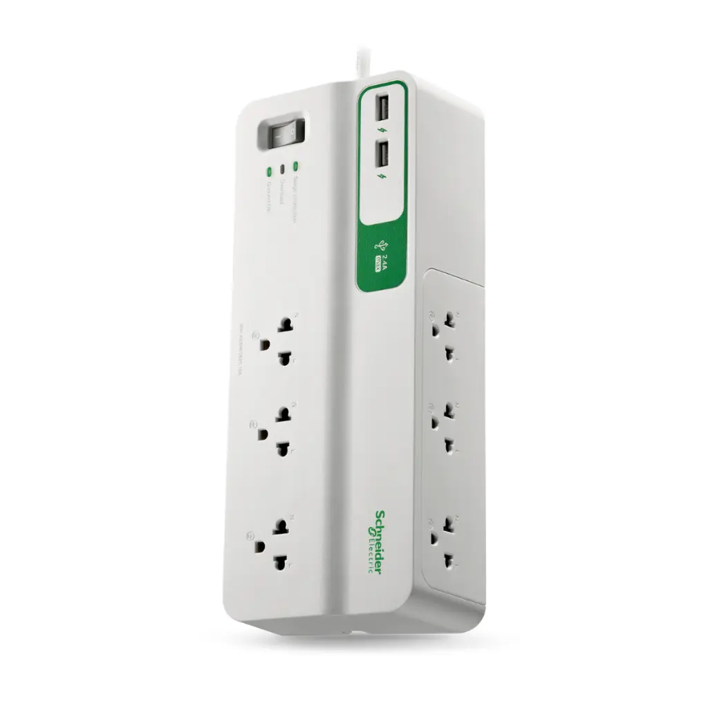 APC ปลั๊กพ่วงกันไฟกระชาก 6 ช่อง USB 2 ช่อง สายยาว 3 เมตร รุ่น PMS63U-TH