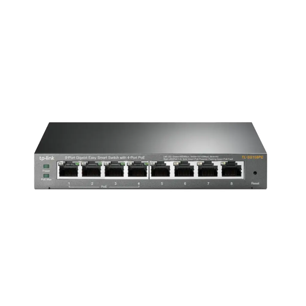 TP-LINK 8-Port Gigabit Easy Smart Switch with 4-Port PoE รุ่น TL-SG108PE