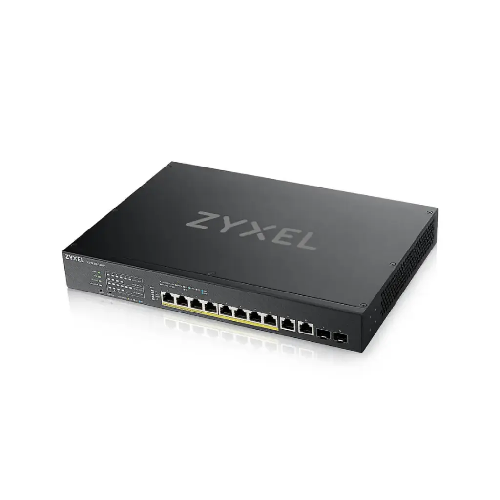 ZYXEL 8-port 10G Multi-Gig PoE Lite-L3 Smart Managed Switch with 2 10G Multi-Gig Ports & 2 SFP+(375W) รุ่น XS1930-12HP