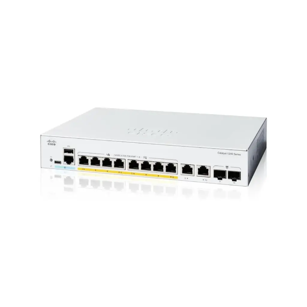 Cisco Catalyst 1200 8-port GE, PoE, Ext PS, 2x1G Combo รุ่น C1200-8P-E-2G