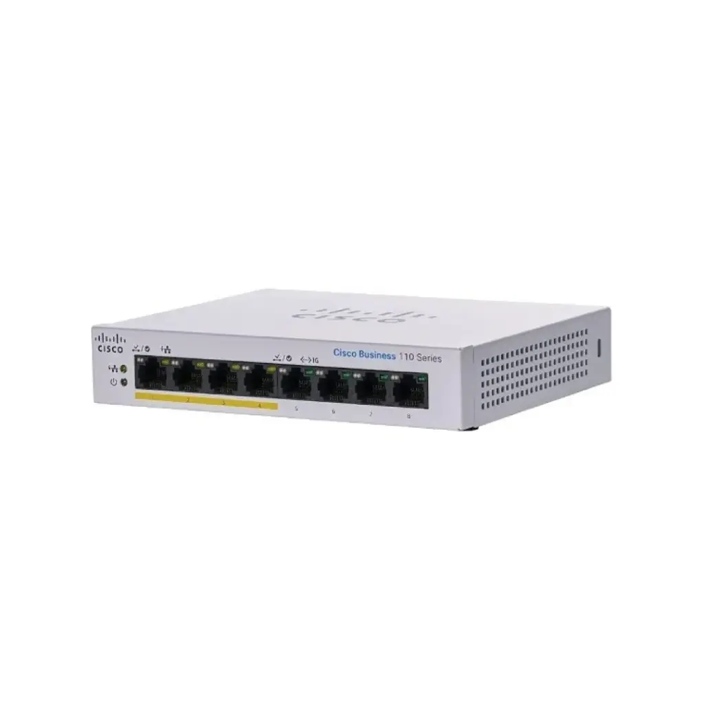 Cisco CBS110 Unmanaged 8-port GE, Partial PoE, Desktop, Ext PS รุ่น CBS110-8PP-D-EU