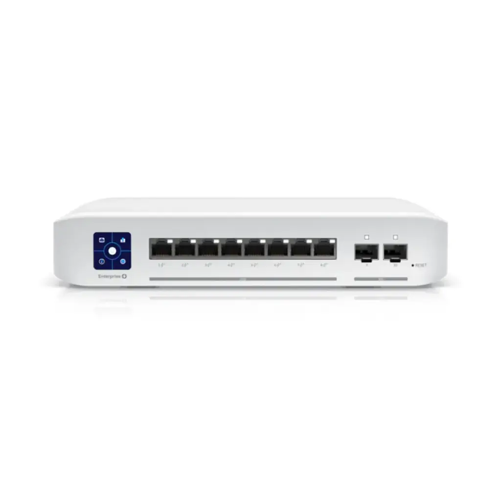 Ubiquiti  8-port, Layer 3 switch with 2.5 GbE PoE+ output. รุ่น USW-ENT-8-POE