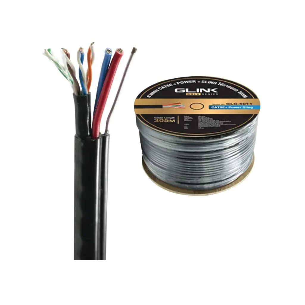 GLINK สาย LAN CAT5E มีไฟ มีสลิง OUTDOOR (305 M) รุ่น GLG-5011 (Gold Series)