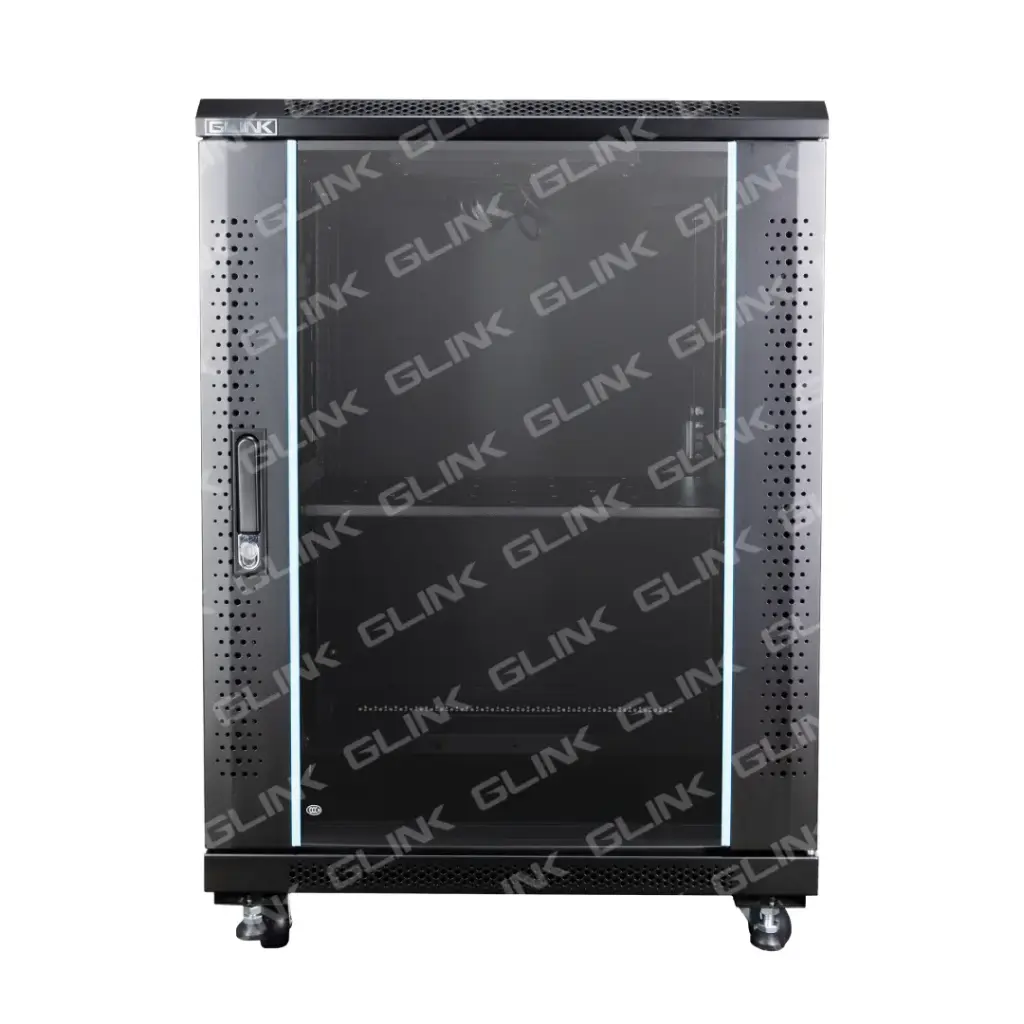 GLINK ตู้แร็ค 15U ลึก 80 ซม. ขนาด 60x80x85.5 ซม. รุ่น GC15U(80CM)(แถมฟรี! ถาด 1 ใบ พัดลม 1 ชุด) (สีดำ)(24483)