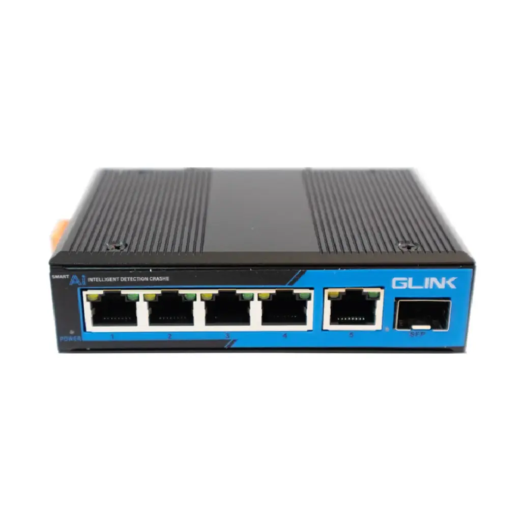GLINK Industrial Gigabit POE Switch 4 Port (4*POE+1*Uplink+1*SFP)(75W) รุ่น GPOE-04 (ไม่มีอแดปเตอร์)(26008)