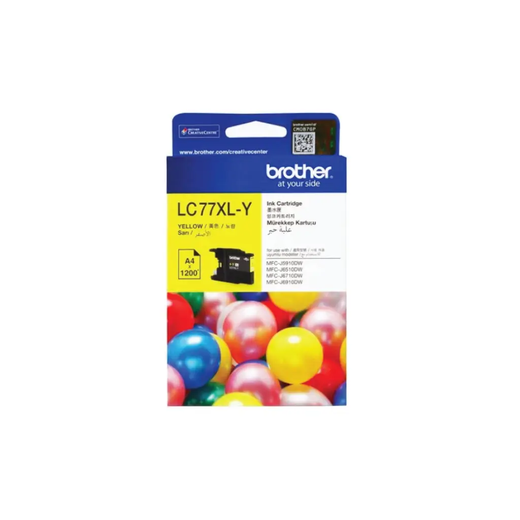 Brother หมึกพิมพ์ (Yellow) รุ่น LC-77XLY (ใช้กับเครื่องพิมพ์รุ่น MFCJ6710DW, MFCJ6910DW, MFCJ5910DW) 