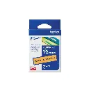 Brother เทปพิมพ์อักษรแบบเคลือบพลาสติก สะท้อนแสง สีดำพื้นส้ม 12 mm. TZE-B31