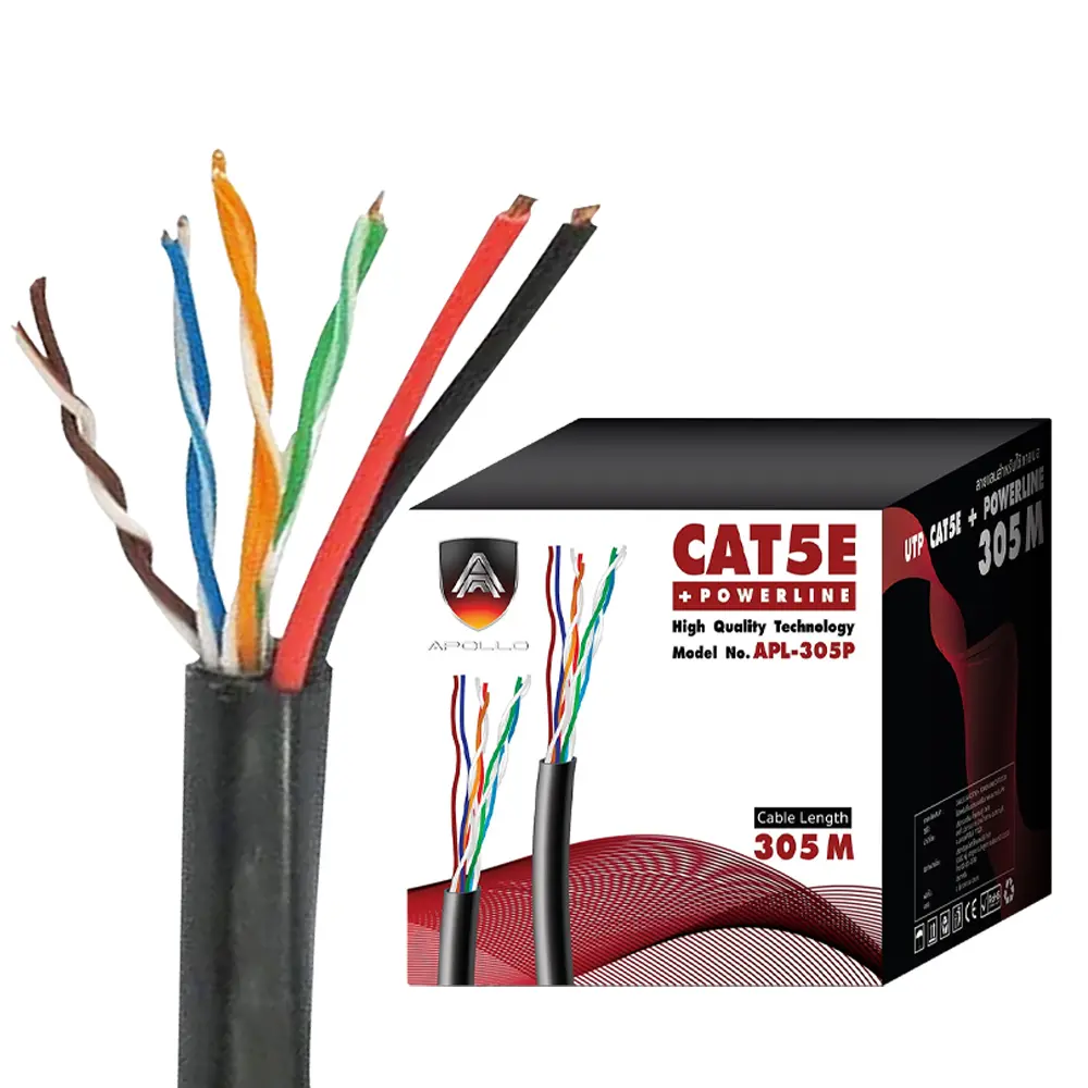 APOLLO สาย LAN CAT5E มีไฟ OUTDOOR (305 M) รุ่น APL-305P