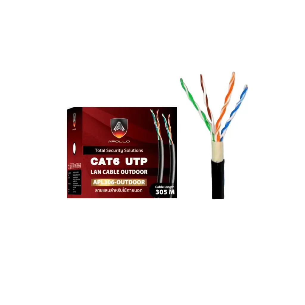 APOLLO สาย LAN CAT6 OUTDOOR (305 M) สีดำ รุ่น APL-306-OUTDOOR