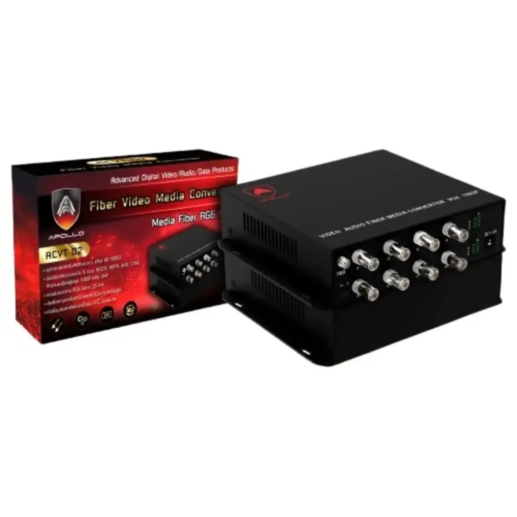APOLLO Fiber to BNC Media Converter 8CH 1080P (4 in 1) รุ่น ACVT-02
