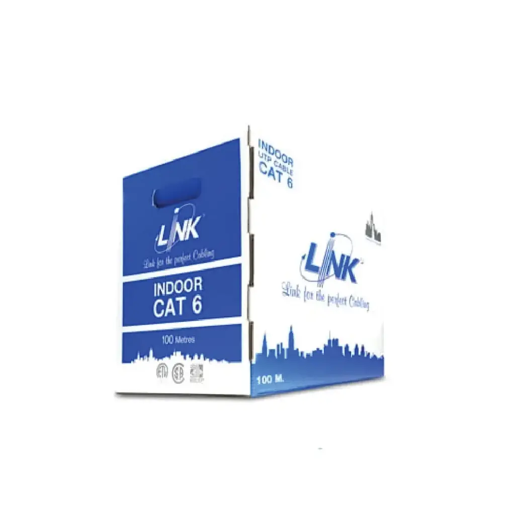 LINK สาย LAN CAT6 UTP, PE Outdoor w/Cross Filler,23 AWG w/Drop Wire (Double Jacket) Black (100 M) รุ่น US-9106MD-1