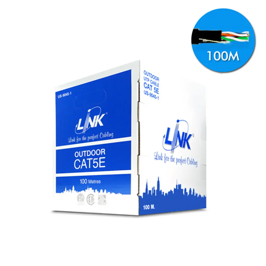 LINK สาย LAN CAT5E UTP, PE Outdoor (Double Jacket) Black (100 M) รุ่น US-9045-1