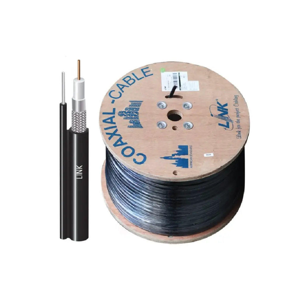 LINK สาย RG6 ชิลด์ 95% มีสลิง Black (500 M) รุ่น CB-0106AM