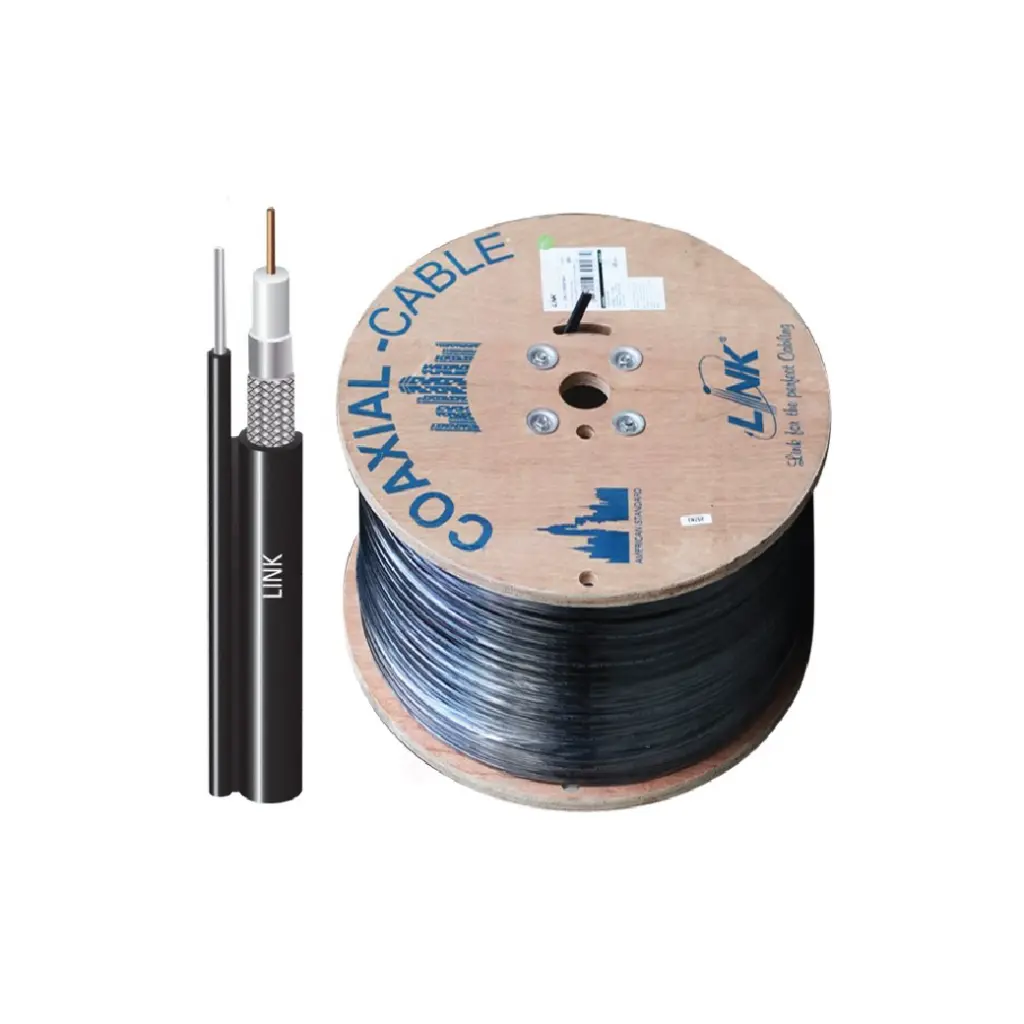 LINK สาย RG6 ชิลด์ 96% มีสลิง Black (500 M) รุ่น CB-0109SM+