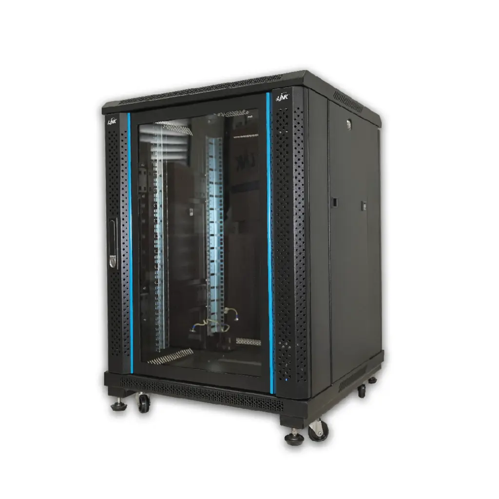 LINK 19" Glass Rack 15U ลึก 60 cm. (60x60x88cm.)(สีดำ) รุ่น CH-60615GS