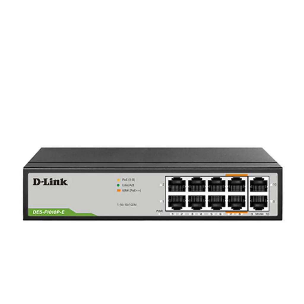 D-Link POE SWITCHING 8+2 PORT (10/100MB POE)(10/100MB Uplink)(Unmanaged)(96W) รุ่น DES-F1010P-E