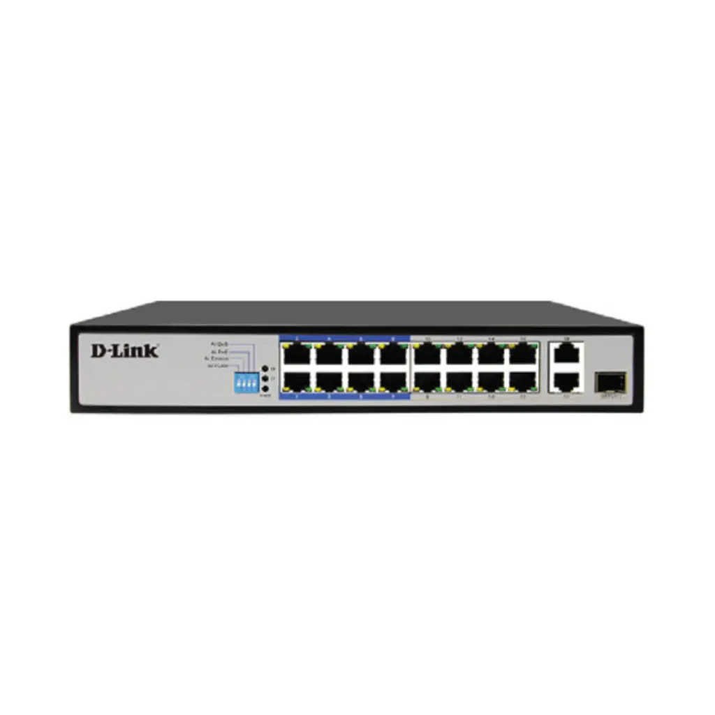 D-Link POE SWITCHING 16+2 PORT (10/100MB POE)(10/100MB Uplink)(Unmanaged)(150W) รุ่น DES-F1018P-E