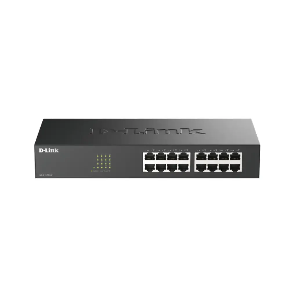 D-Link 16-port 10/100Mbps Unmanaged Switch (Metal, Rackmount) รุ่น DES-1016D