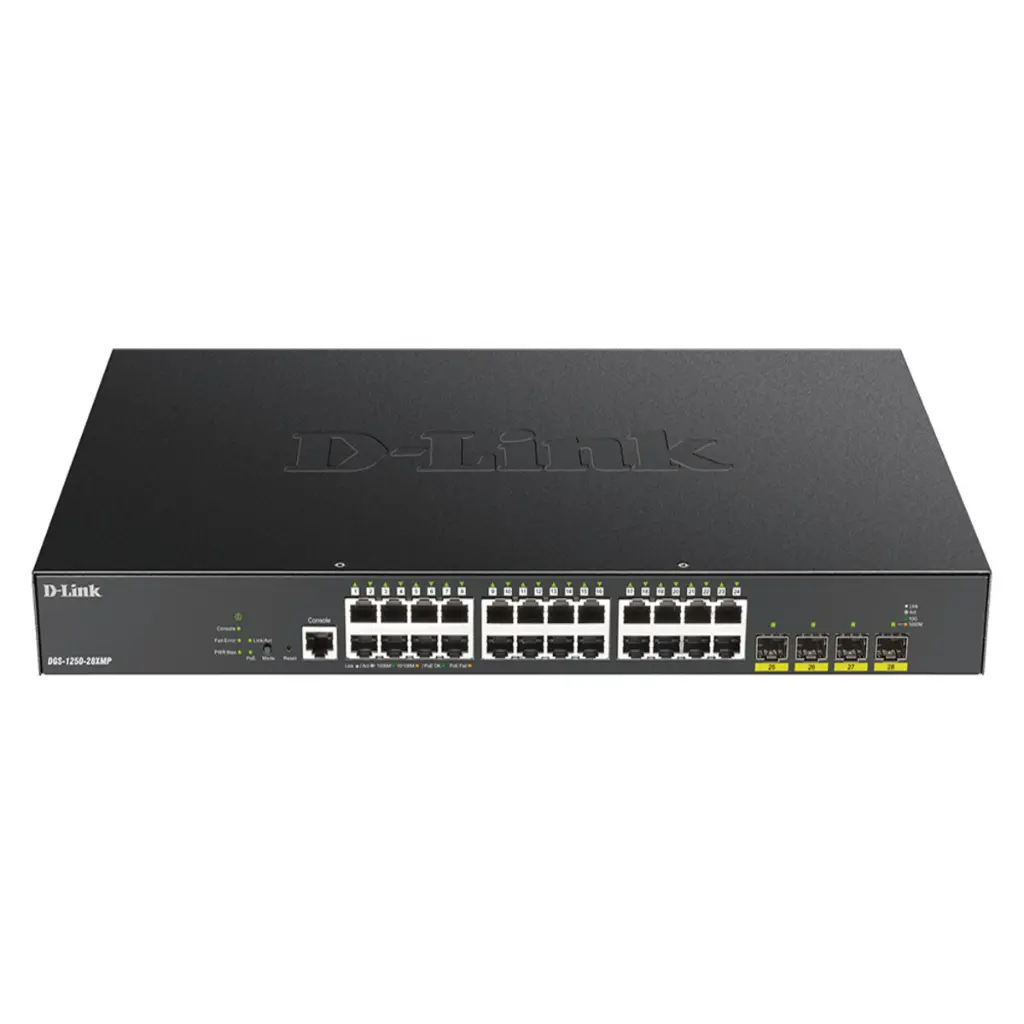 D-Link POE SWITCHING 24+1+4 PORT (1000MB POE)(1000MB Uplink)(10G SFP)(Managed)(370W) รุ่น DGS-1250-28XMP