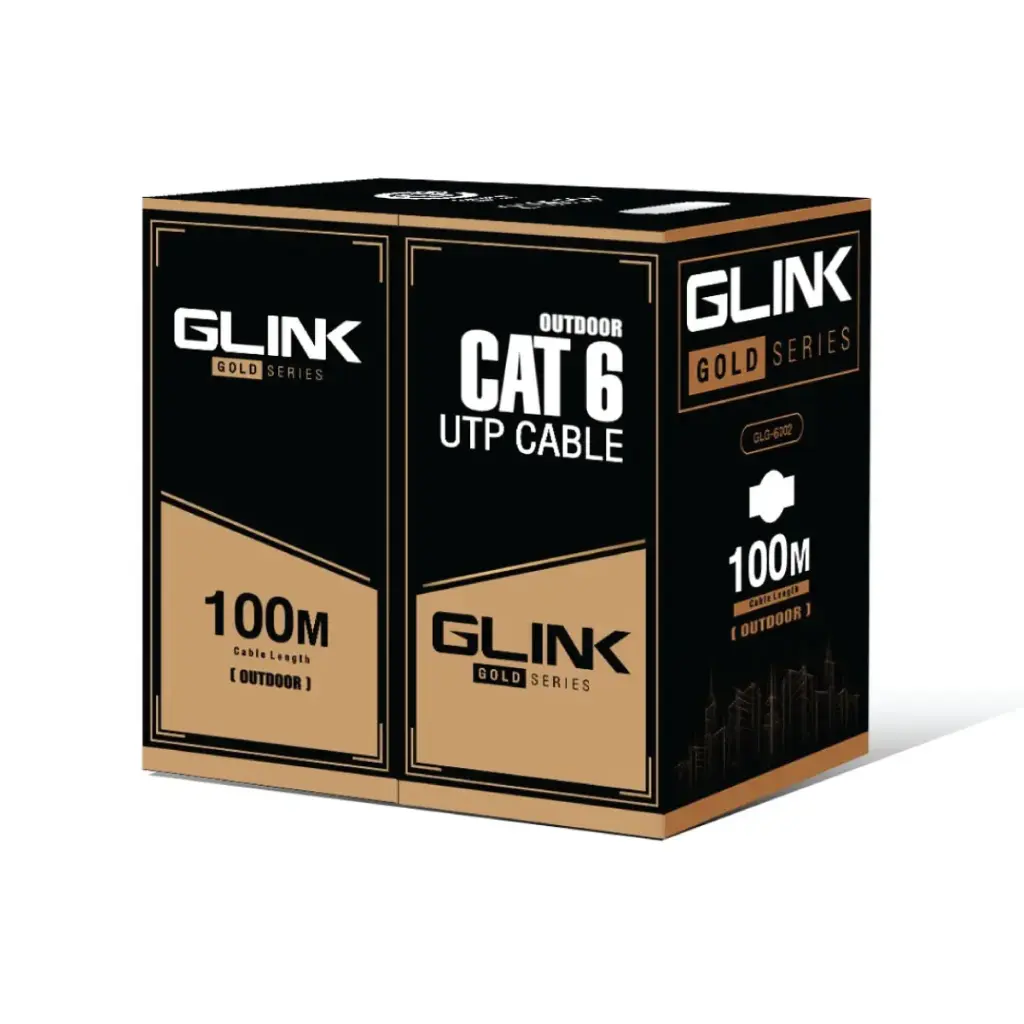 GLINK สาย LAN CAT6 มีไฟ OUTDOOR (100 M) รุ่น GLG-6004 (Gold Series)(17859)