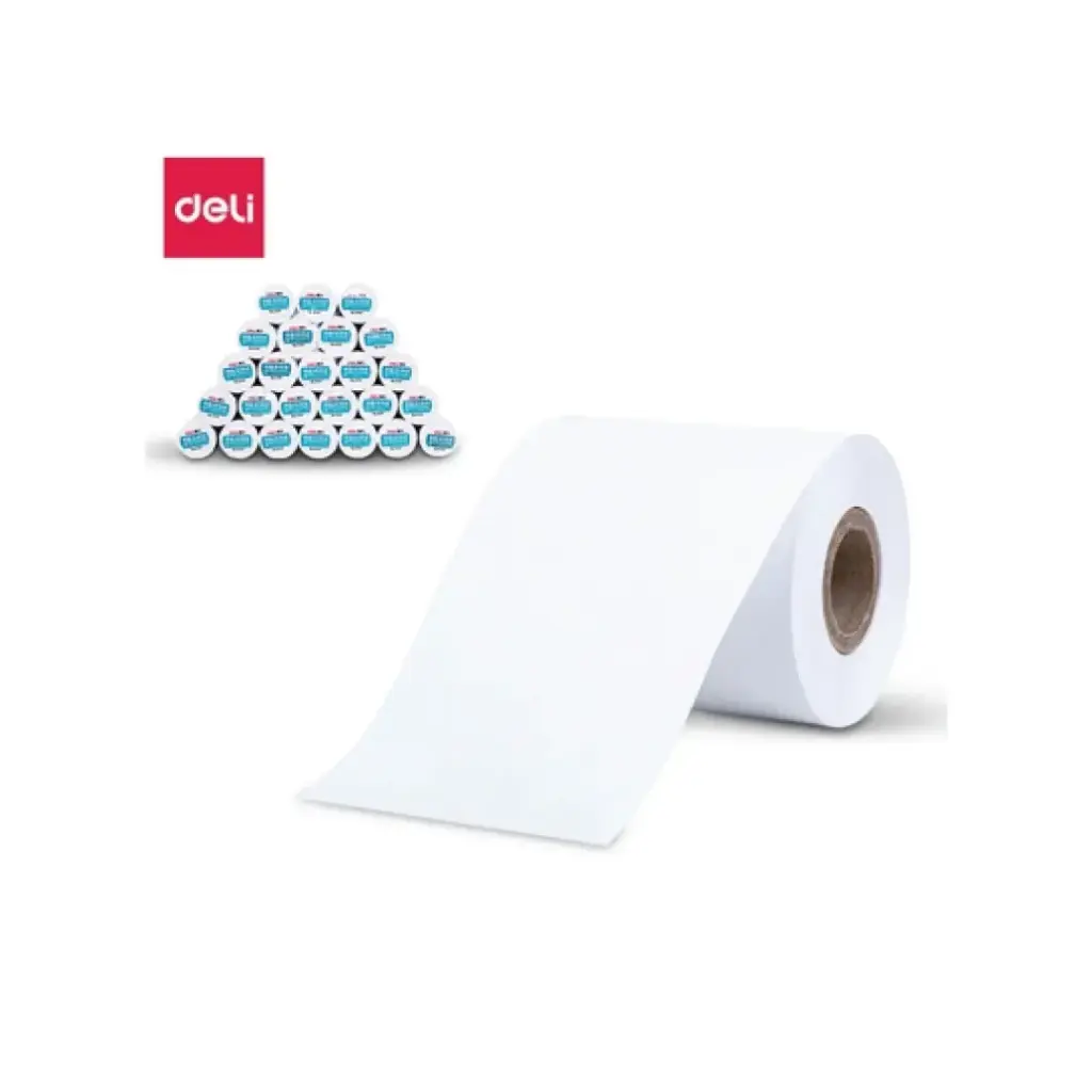 Deli กระดาษใบเสร็จ ขนาด 57x50 มม., ความยาว 18 ม., 25 แพค หรือ 100 ม้วน (1 แพค มี 4 ม้วน) รุ่น 3141-CTN