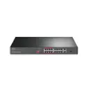 TP-LINK 16-Port 10/100 Mbps + 2-Port Gigabit Rackmount Switch with 16-Port PoE+ รุ่น TL-SL1218P