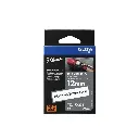 Brother เทปพิมพ์อักษรแบบยืดหยุ่น เคลือบพลาสติก สีดำพื้นขาว 12 mm. TZE-FX231