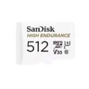 SanDisk High Endurance microSDXC™ Card, SQQNR 512GB, (40,000 Hrs), UHS-I, C10, U3, V30, 100MB/s R, 40MB/s W, SD adaptor (SDSQQNR-512G-GN6IA)