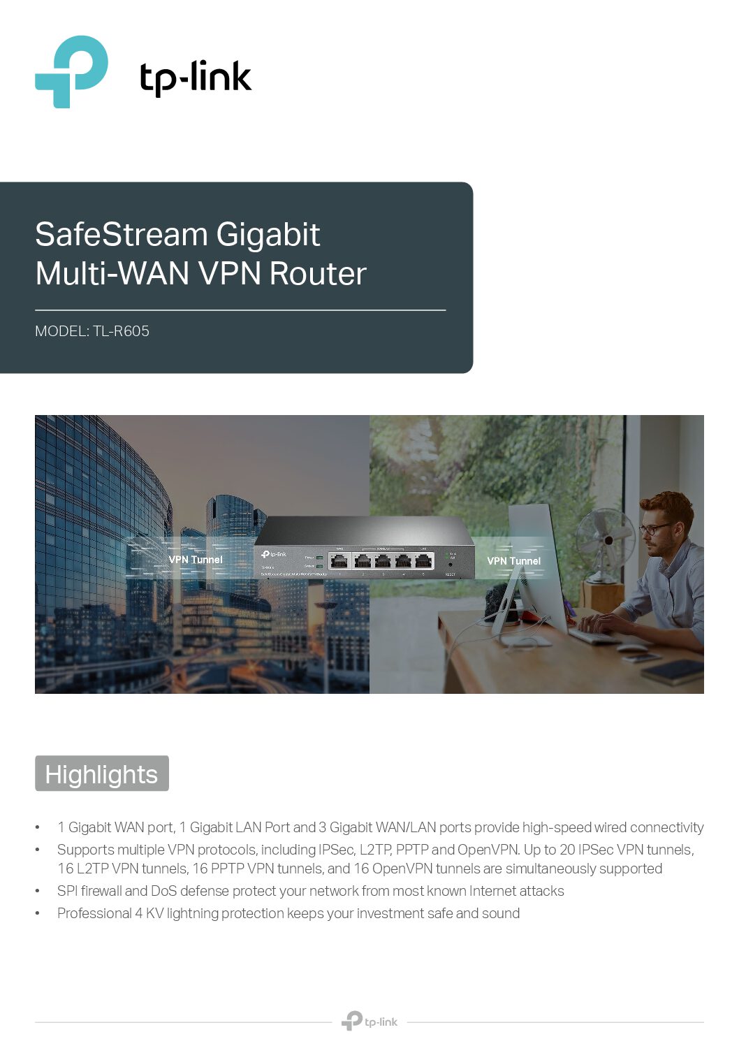 TP-Link SafeStream Gigabit Multi-WAN VPN Router รุ่น TL-R605 - AB SHOP